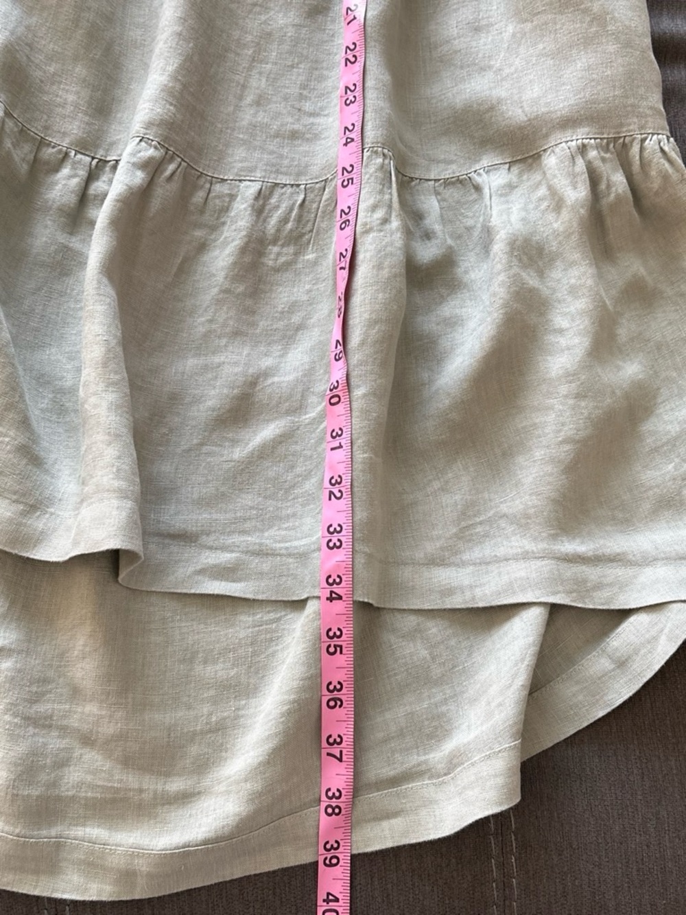 Tahari Sage Green Tiered Midi Button-Up 100% linen Dress. M - Picture 6 of 8